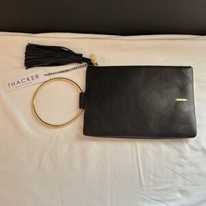 ANTHROPOLOGIE Thacker Nolita Mini tote Bag NWT. Black and gold wristlet style